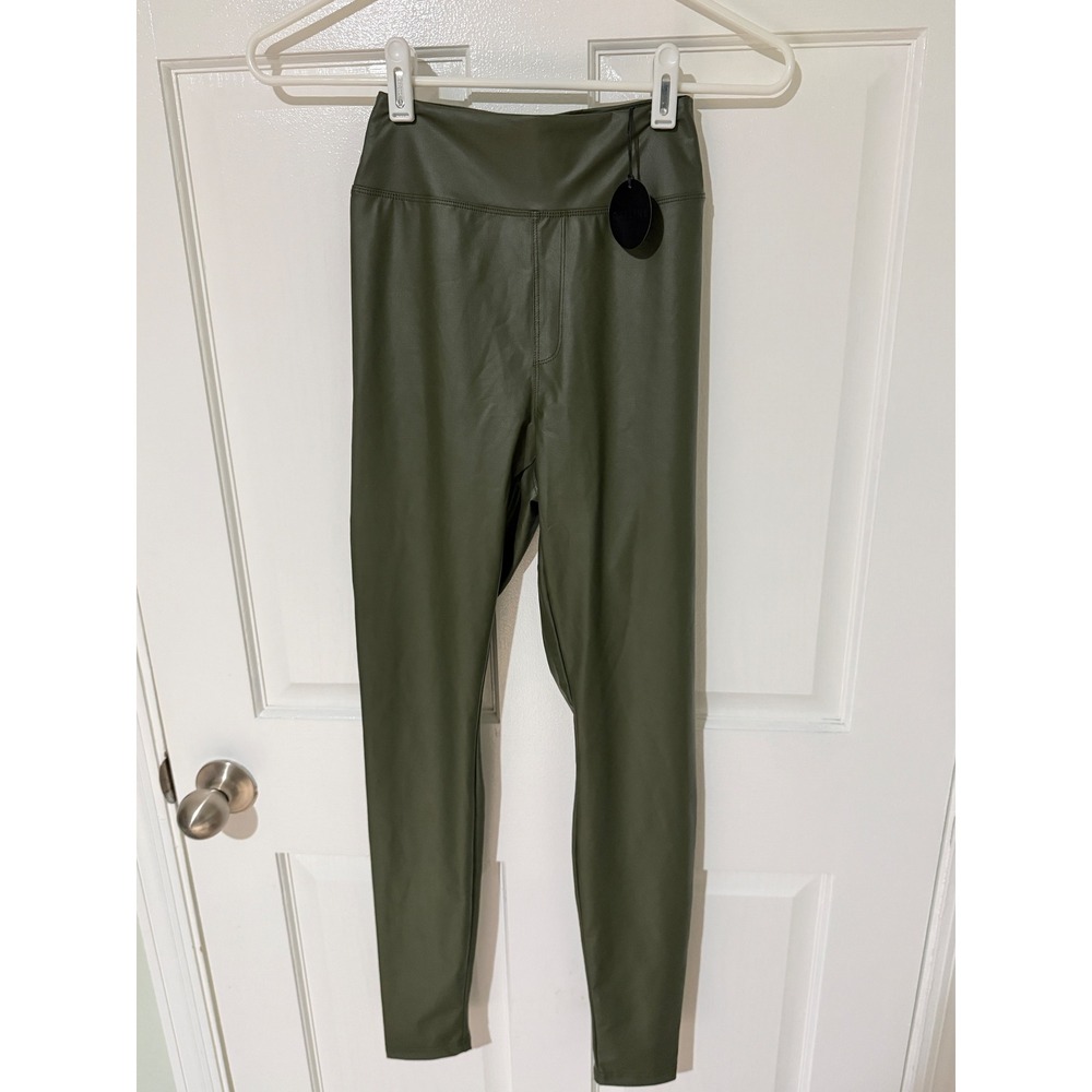 OFFLINE by Aerie Real Luxe Olive Green Faux Leather High Waisted Leggings